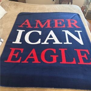 American Eagle Outfitters White and Blue Blanket